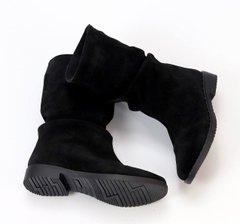 Женские ботинки из натуральной замши черные без каблука MALIKA 2-2, 41, деми, байка