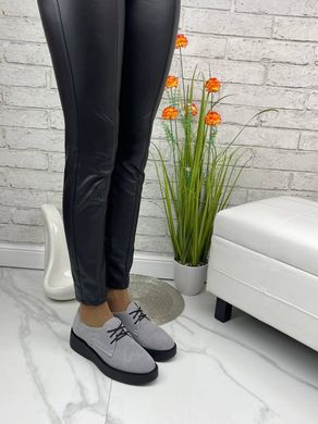 Жіночі туфлі сірі невисока платформа, шнурки натуральна замша BIMA 1-6, 40, деми, натуральна шкіра